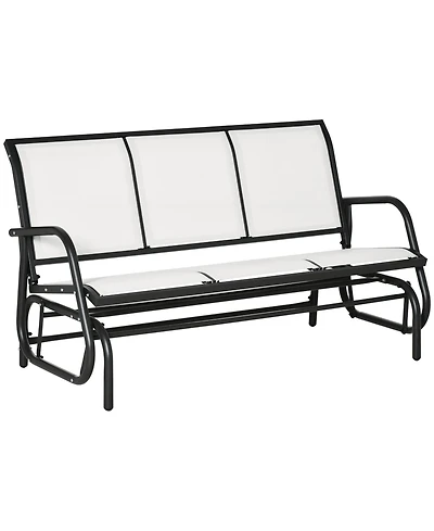 Outsunny Outdoor Glider Bench for 3 with Breathable Mesh Fabric