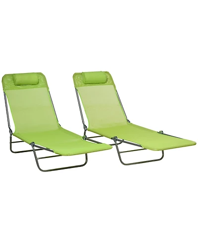 Outsunny 2-Piece Folding Chaise Lounge, Reclining Pool Chairs