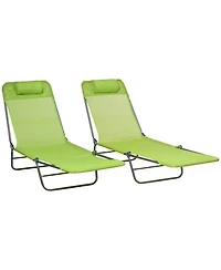 Outsunny 2-Piece Folding Chaise Lounge, Reclining Pool Chairs
