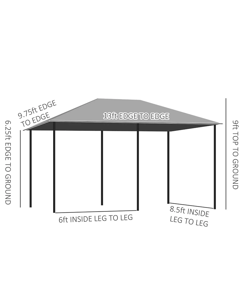 Outsunny 10' x 13' Patio Gazebo, Canopy with 6 Sidewalls,