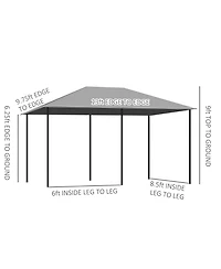 Outsunny 10' x 13' Patio Gazebo, Canopy with 6 Sidewalls,