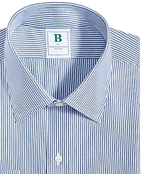 Men's Regular Fit Non-Iron Spread Collar Bengal Stripe Broadcloth Dress Shirt
