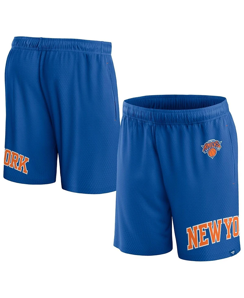 Men's Fanatics Blue New York Knicks Free Throw Mesh Shorts
