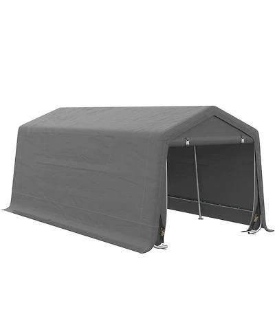 Outsunny 20' x 10' Carport Portable Garage, Heavy Duty Storage Tent, Patio Storage Shelter w/ Anti-uv Pe Cover and Double Zipper Doors, for Motorcycle