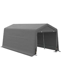 Outsunny 20' x 10' Carport Portable Garage, Heavy Duty Storage Tent, Patio Storage Shelter w/ Anti-uv Pe Cover and Double Zipper Doors, for Motorcycle