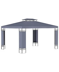 Outsunny 13' x 10' Gazebo for Patio w/ Steel Frame, Double Canopy,