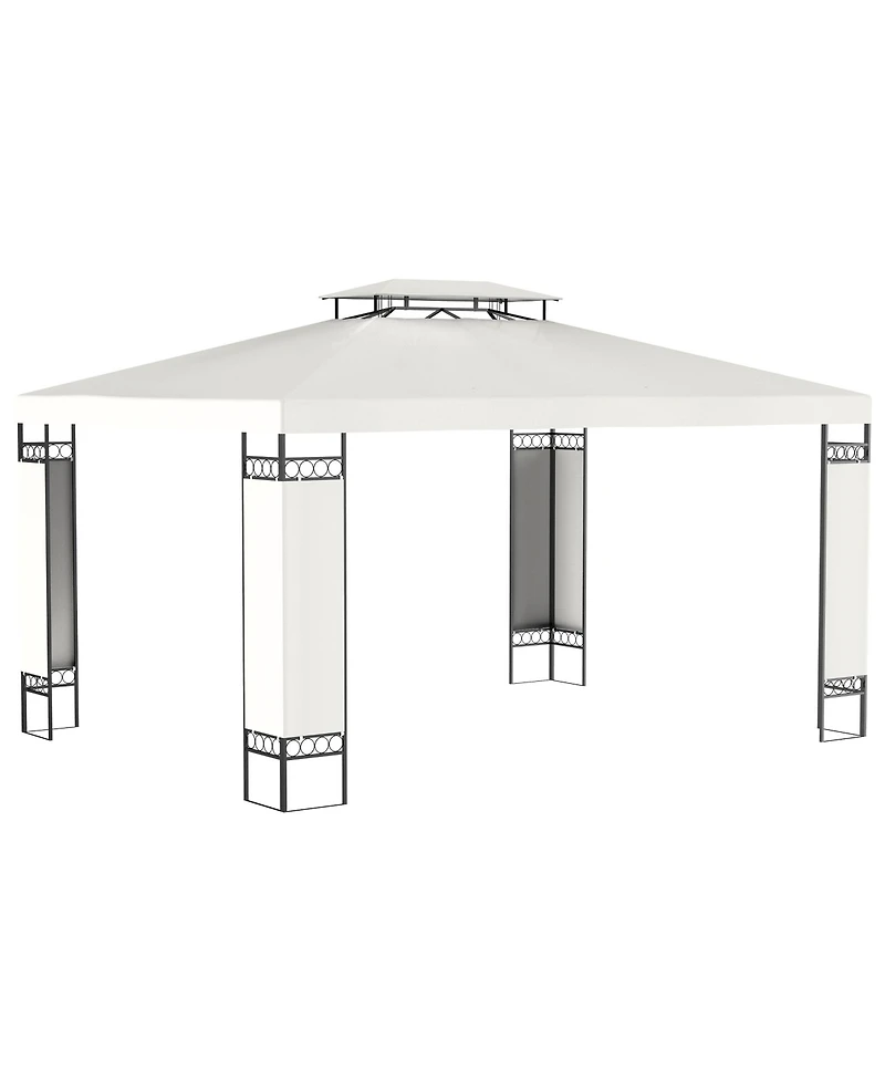 Outsunny 13' x 10' Patio Gazebo Outdoor Canopy Shelter with Double Vented Roof, Steel Frame for Lawn Backyard and Deck, Cream White