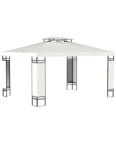 Outsunny 13' x 10' Patio Gazebo Outdoor Canopy Shelter with Double Vented Roof, Steel Frame for Lawn Backyard and Deck, Cream White