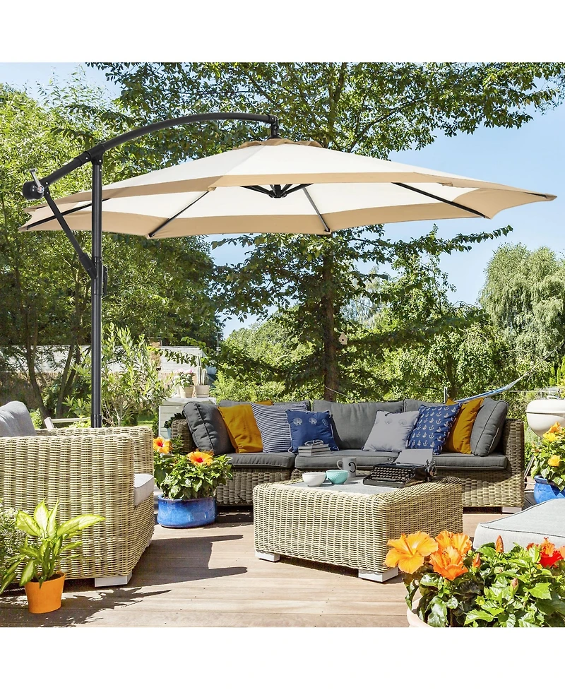 Outsunny 10' Cantilever Umbrella Offset Patio Umbrella w/ Cross Base,