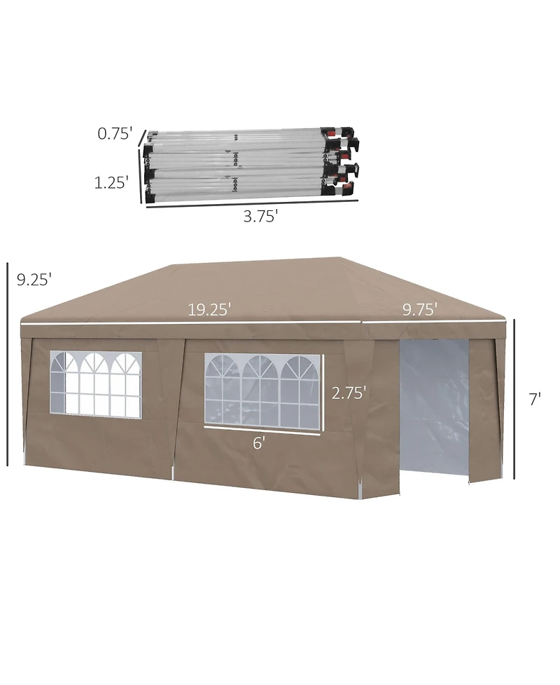 Outsunny 10' x 19.5' Large Party Tent Pop Up Canopy w/ Weight Bags