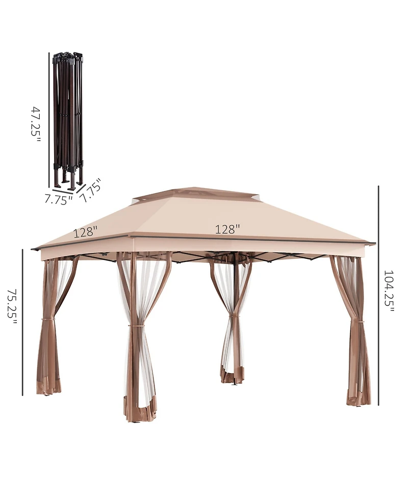 Outsunny 11' x 11' Pop Up Gazebo Outdoor Canopy Shelter with 2-Tier Soft Top, and Removable Zipper Netting, Event Tent with Large Shade