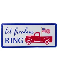 12" Metal Patriotic "Let Freedom Ring" Sign with A Flag Wall Decor
