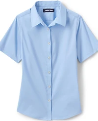 Lands' End Big Girls No Gape Short Sleeve Stretch Shirt