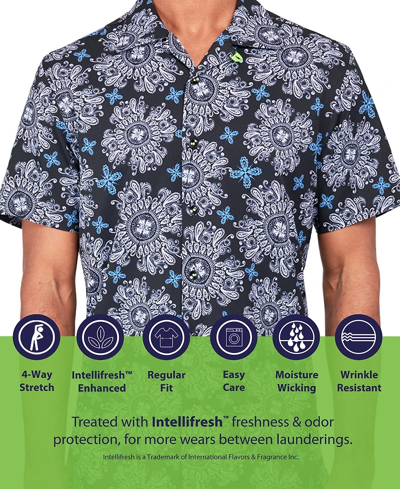 Society of Threads Men's Regular-Fit Non-Iron Performance Stretch Floral-Print Button-Down Camp Shirt