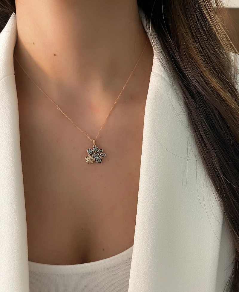 Le Vian Nude & Chocolate Diamond Paw Prints 20" Pendant Necklace (3/8 ct. t.w.) in 14k Rose Gold