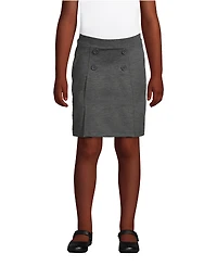 Lands' End Little Girls School Uniform Ponte Button Front Skort Above the Knee