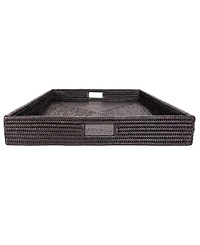 Artifacts Trading Company Rattan Square Ottoman Tray with Cutout Handles