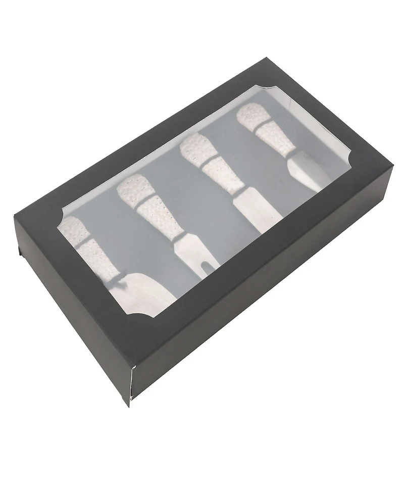 Artifacts Rattan Rattan Stainless-Steel Cheese Knives (Set of 4) - with Gift Box