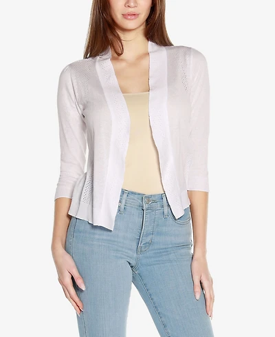 Belldini Women's 3/4 Sleeve Open Front Cardigan Sweater