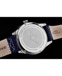 Stuhrling Men's Wingman Quartz Aviator Blue Leather , Gray Dial , 51mm Round Watch