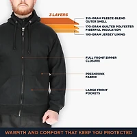 RefrigiWear Men's Insulated Full Zip Sweatshirt - Pre-Shrunk