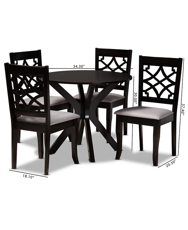 Elena Modern and Contemporary Fabric Upholstered 5 Piece Dining Set