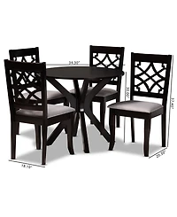 Elena Modern and Contemporary Fabric Upholstered 5 Piece Dining Set