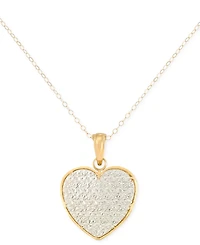 Textured Heart 18" Pendant Necklace in 10k Two-Tone Gold