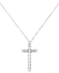 Diamond Beaded Cross 18" Pendant Necklace 10k Gold