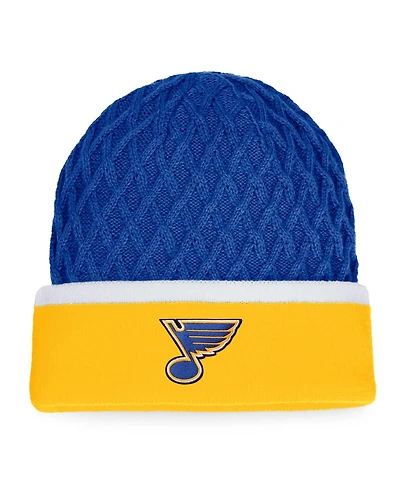Men's Fanatics Gold, Blue St. Louis Blues Iconic Striped Cuffed Knit Hat