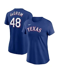 Women's Nike Jacob deGrom Royal Texas Rangers 2023 Name and Number T-shirt