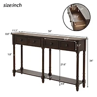 Simplie Fun Console Table Sofa Table Easy Assembly With Two Storage Drawers And Bottom Shelf