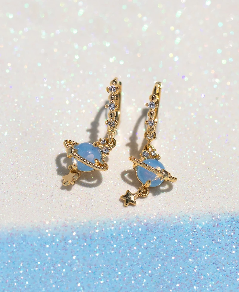Girls Crew Crystal Celestial Blue Jupiter Hoop Earrings