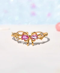 Girls Crew Pink Faux Cubic Zirconia Pretty in Pink Bow Ring