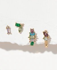 Girls Crew Crystal Multi-Color Flora and Fauna Stud Earring Set