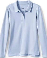 Lands' End Girls School Uniform Long Sleeve Feminine Fit Interlock Polo Shirt