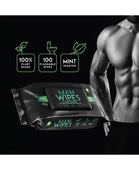 Pursonic 12 Pack of Flushable Man Wipes (1200 Mint Scented Wipes)