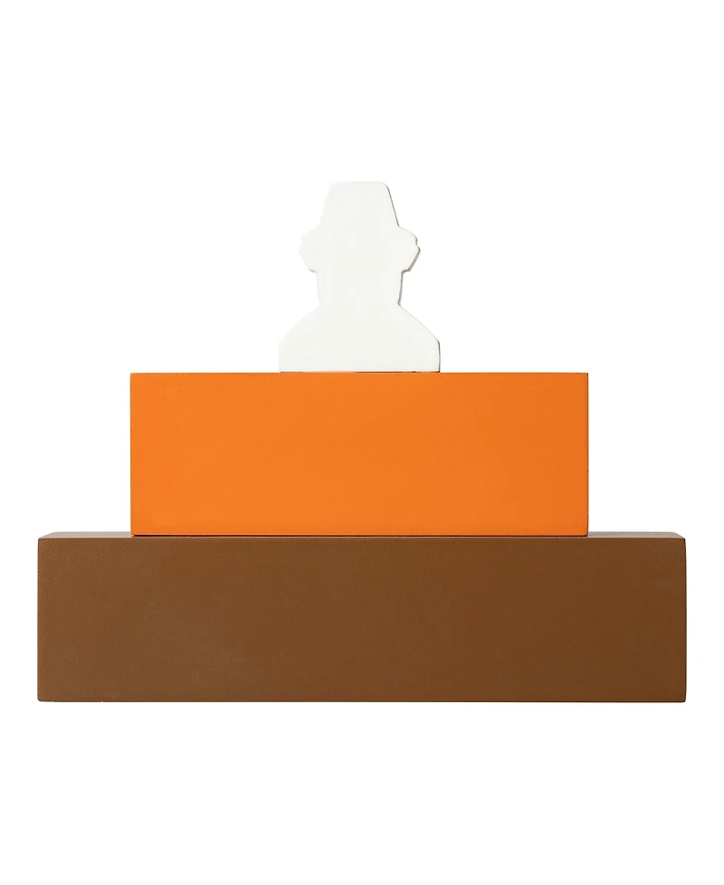 Glitzhome 9.5" L Thanksgiving Wooden Pilgrim Table Block Sign