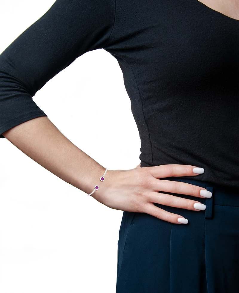 Blue Topaz Open Cuff Bracelet (2-1/10 ct. t.w.) in Sterling Silver (Also Available in Opal, Ruby, and Amethyst)