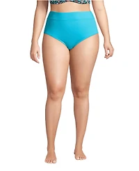 Lands' End Plus Tummy Control High Waisted Bikini Swim Bottoms