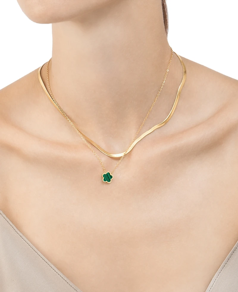 Adornia Green Mother Of Pearl Clover Necklace
