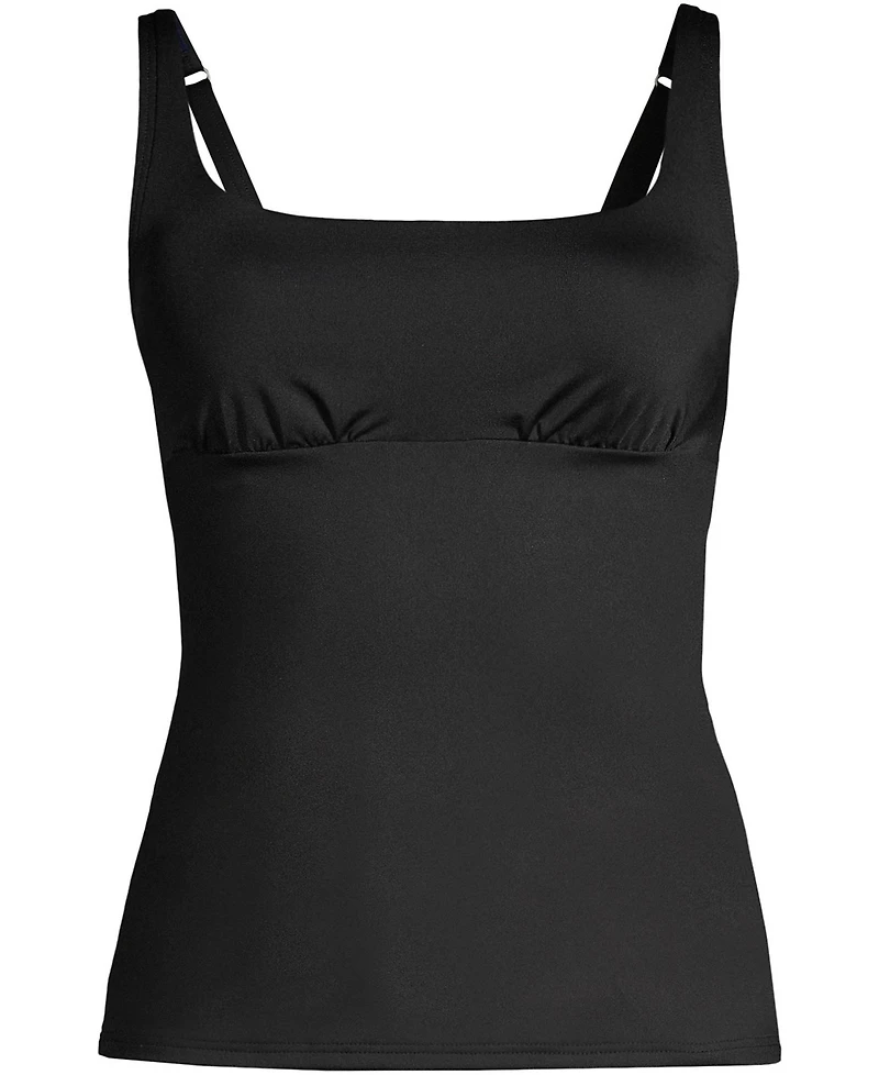 Lands' End Women's Square Neck Underwire Tankini Swimsuit Top Adjustable Straps