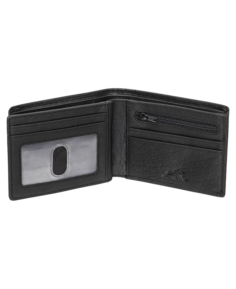 Mancini Men's Buffalo Rfid Secure Center Wing Wallet with Coin Pocket