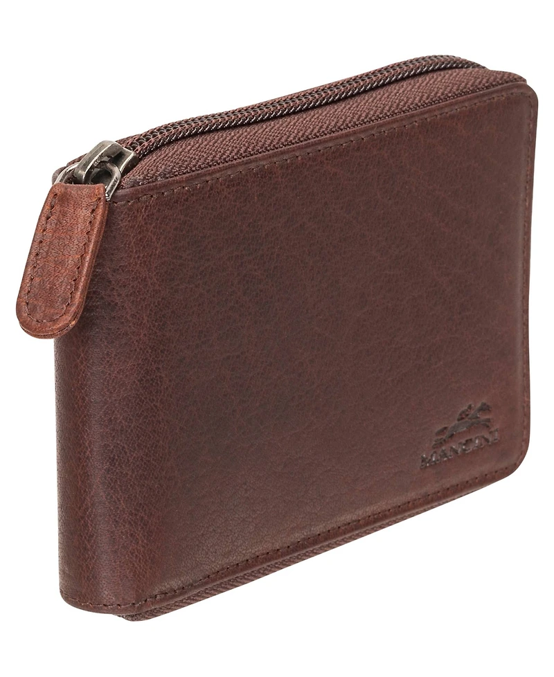Mancini Men's Buffalo Rfid Secure Zippered Billfold Wallet with Removable Passcase