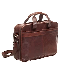 Mancini Men's Buffalo Double Compartment Top Zipper 15.6" Laptop and Tablet Briefcase