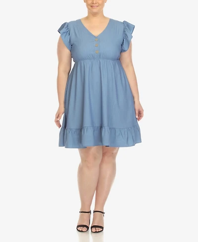 White Mark Plus Ruffle Sleeve Knee-Length Dress