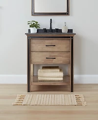 Lucky Brand Overtufted Cotton Fringe Bath Rug, 17" x 32"