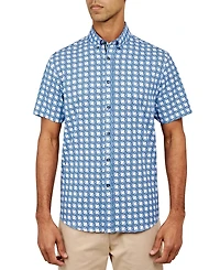 Society of Threads Men's Regular Fit Non-Iron Allover Circle Performance Stretch Button-Down Shirt