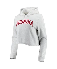 Women's League Collegiate Wear Ash Georgia Bulldogs 2-Hit 1636 Cropped Pullover Hoodie