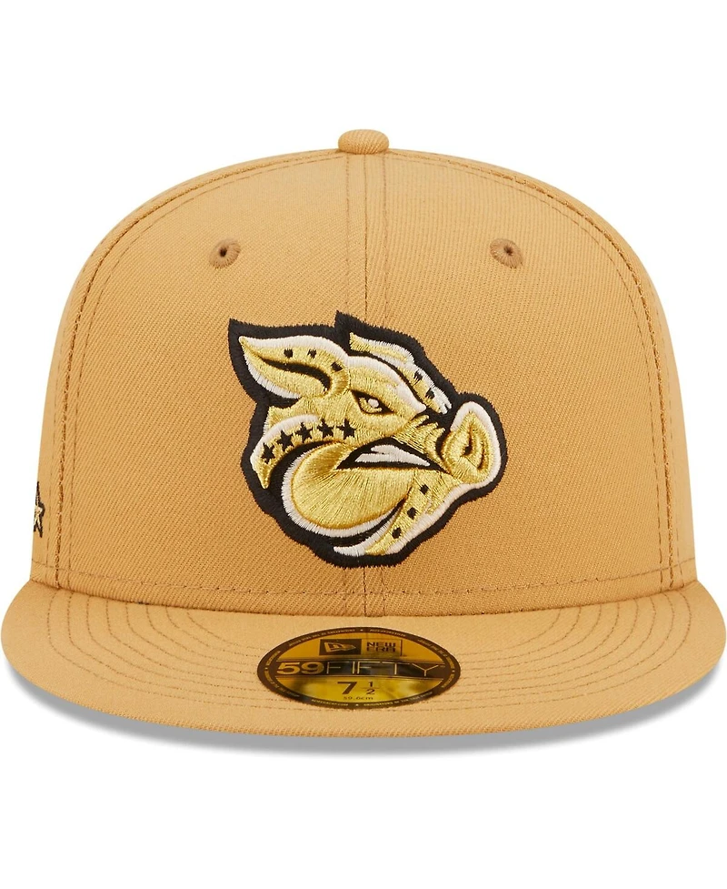 Men's New Era Natural Lehigh Valley IronPigs Authentic Collection 59FIFTY Fitted Hat